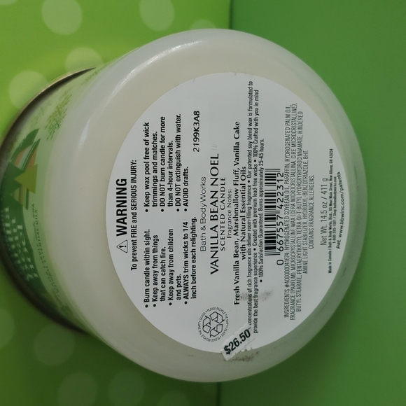 Vanilla Bean Noel 3 Wick Candle Bath & Body Works 14.5 oz - Picture 3 of 4